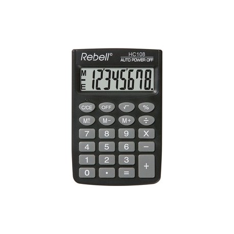 Rebell calculatrice de poche hc 108, noir