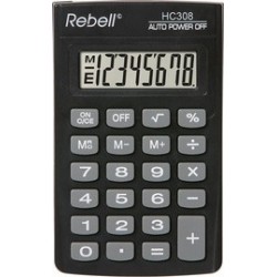 Rebell calculatrice de poche hc 308, noir