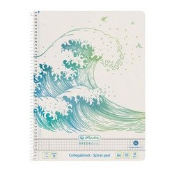 Herlitz cahier spiralé greenline vague, a4, quadrillé