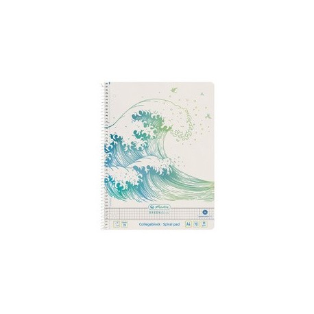 Herlitz cahier spiralé greenline vague, a4, quadrillé