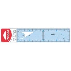 Maped outil de traçage règle équerre 2en1, bleu transparent