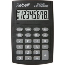Rebell calculatrice de poche hc 208, noir