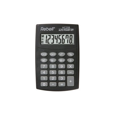Rebell calculatrice de poche hc 208, noir