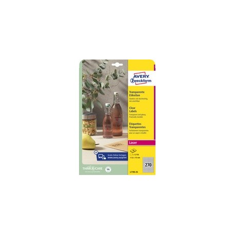 Avery zweckform etiquettes transparentes, 60 mm, rond