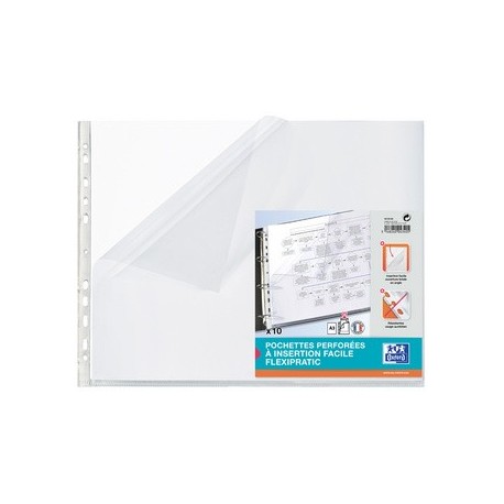 Oxford pochette perforée, a3 paysage, pp, transparent