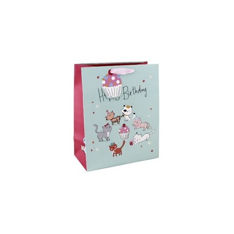 Clairefontaine sac cadeau "happy birthday" chats, moyen