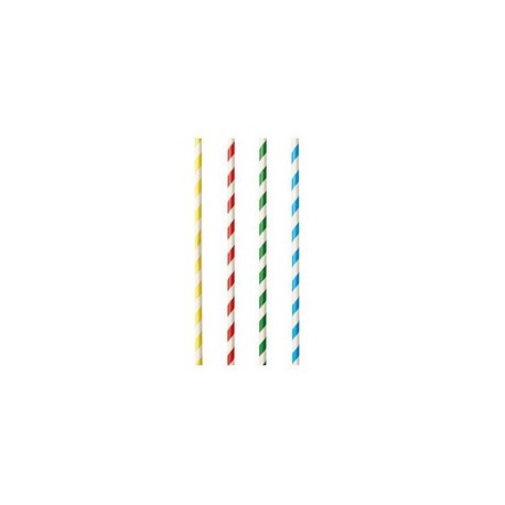 Papstar paille en papier "stripes", 210 mm, assorti