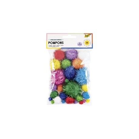 Folia pompons sparkling rainbow, différentes tailles