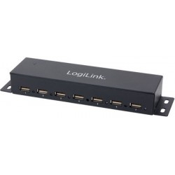 Logilink hub usb 2.0 pour montage mural, 7 ports, boîtier