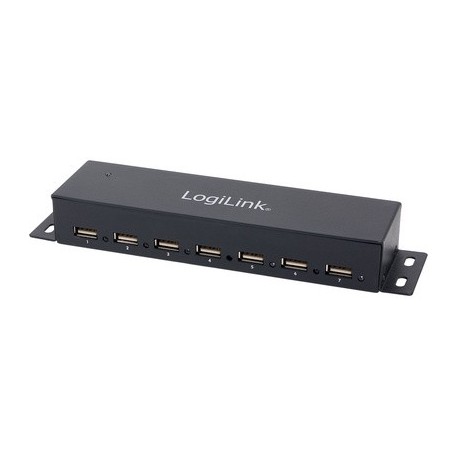 Logilink hub usb 2.0 pour montage mural, 7 ports, boîtier