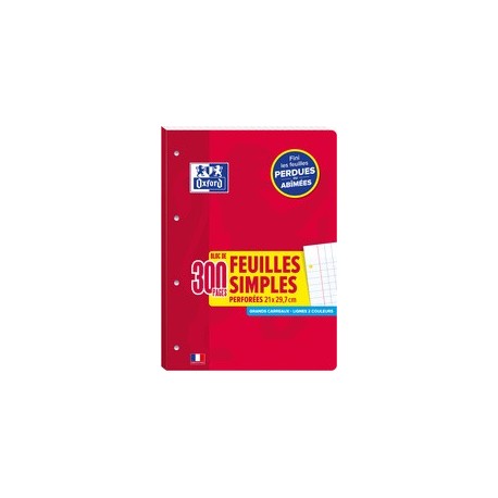 Oxford bloc de feuilles simples perforées, a4, seyès