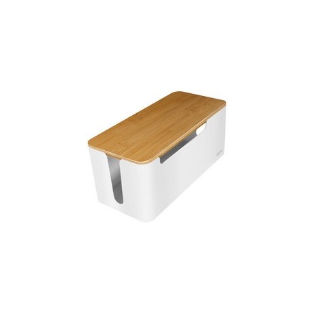 Logilink boîte à câble, avec couvercle en bambou, blanc