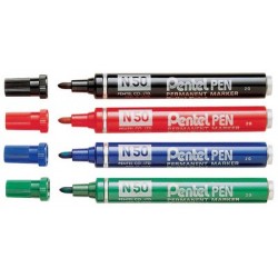 Pentel marqueur permanent n50, pointe ogive, rouge