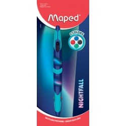 Maped stylo bille 4 couleurs twin tip nightfall, blister