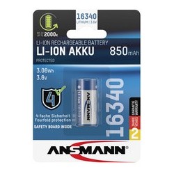 Ansmann pile rechargeable li-ion 16340, 3,6 v, 850 mah