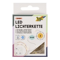 Folia guirlande lumineuse led, fonctionne à pile, 20 led