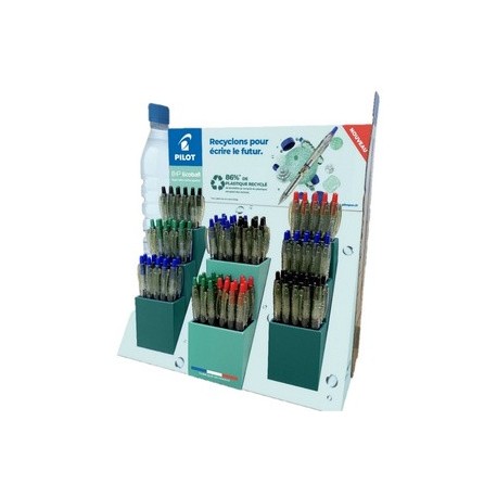 Pilot stylo bille rétractable b2p ecoball 10, présentoir