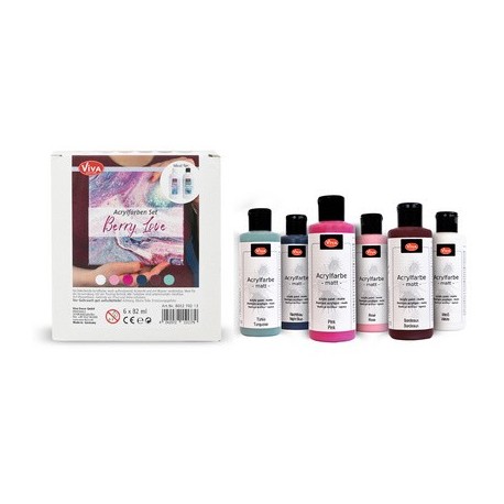 Viva decor set de peinture acrylique "berry love", 6 pièces