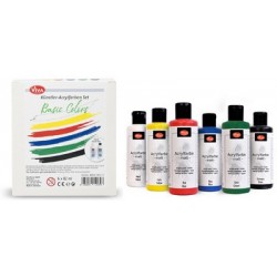 Viva decor set de peinture acrylique "basic colors" 6 pièces