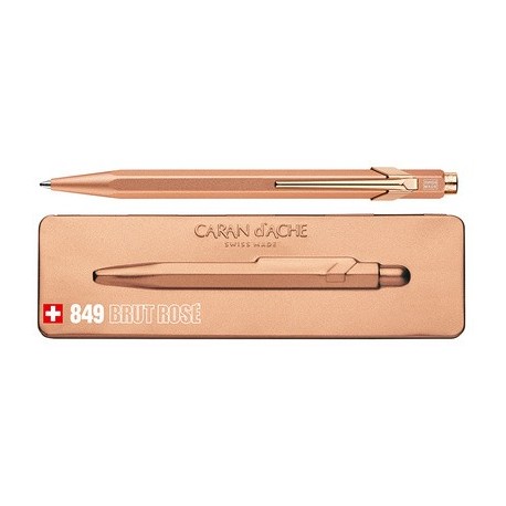 Caran d'ache stylo à bille 849 brut rosé, or rose