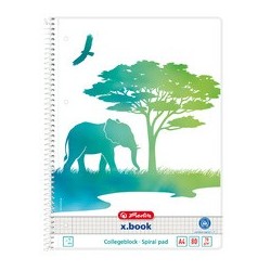 Herlitz cahier spiralé greenline eléphant, a4, quadrillé