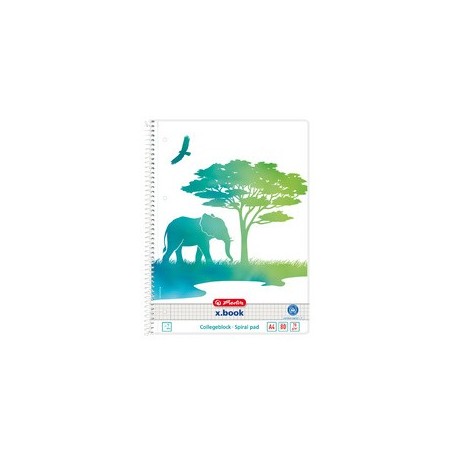 Herlitz cahier spiralé greenline eléphant, a4, quadrillé
