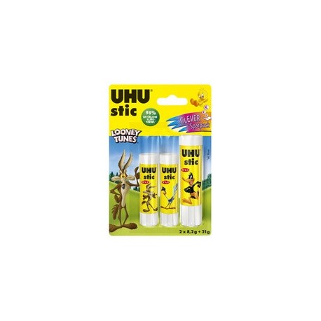 Uhu bâton de colle stic looney tunes, 3 x 21 g blister