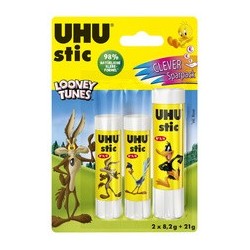 Uhu bâton de colle stic looney tunes,21 g + 2x 8,2 g blister