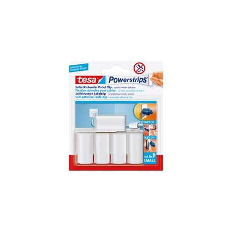 Tesa powerstrips fixation adhésive pour câble, blanc