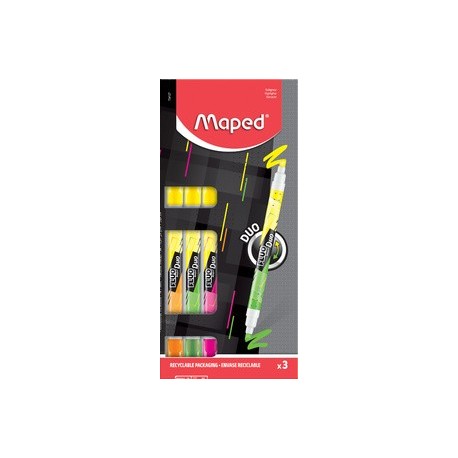 Maped surligneur fluo'peps pen duo, blister de 3