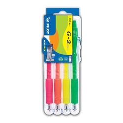 Pilot stylo à encre gel g2 07 néon set2go, étui de 4