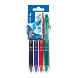 Pilot stylo roller frixion ball clicker 07 set2go, étui de 4