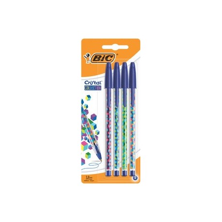 Bic stylo à bille cristal collection, blister de 4, noir