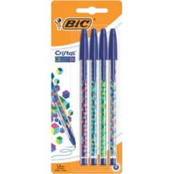 Bic stylo à bille cristal collection, blister de 4, bleu