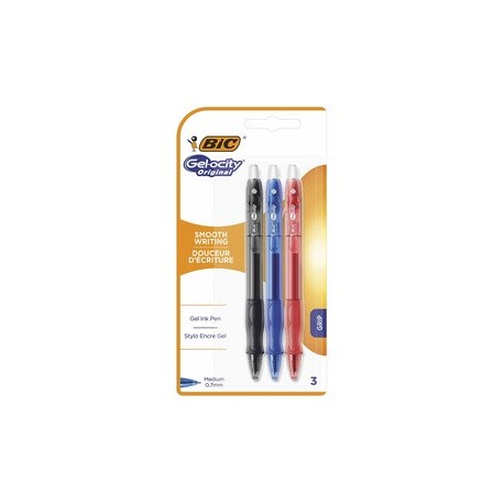 Bic stylo à encre gel "gelocity original", blister de 3
