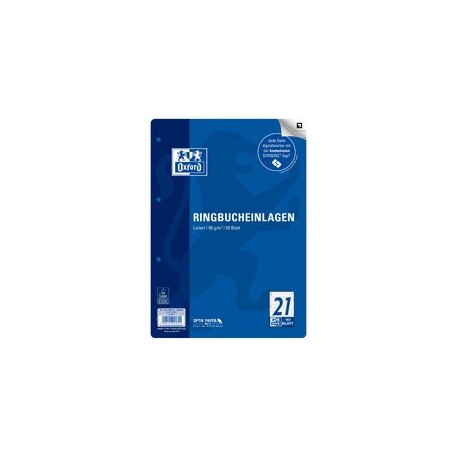 Oxford feuillets pour classeur, a4, quadrillé, 100 feuilles