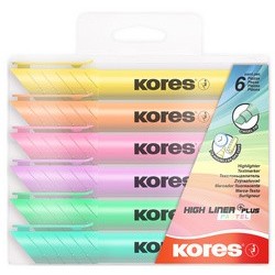 Kores surligneur "high liner plus", couleurs pastel, étui 6