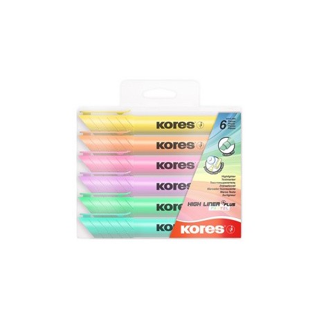Kores surligneur "high liner plus", couleurs pastel, étui 6