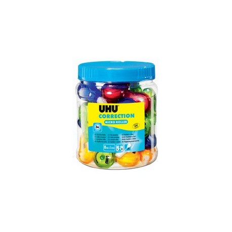 Uhu mini-rouleau correcteur jetable micro, bonbonnière de 25 (LOT DE 25)