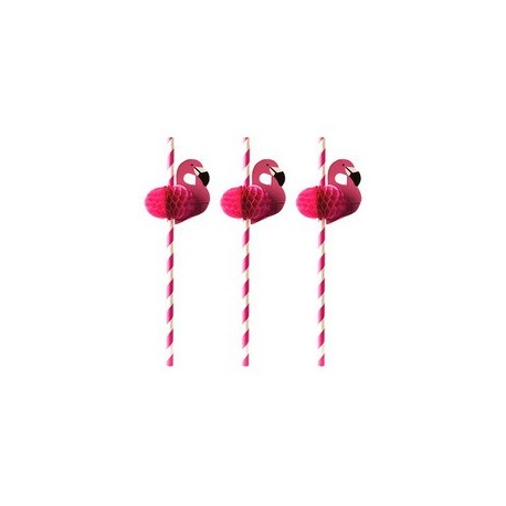 Papstar paille en papier "flamand rose", 200 mm, rose/blanc