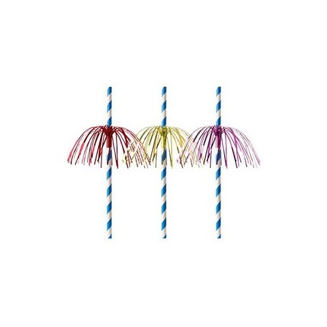 Papstar paille en papier "feu d'artifice", 200mm, bleu/blanc