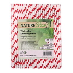 Nature star paille en papier, 197 mm, à pois vert / blanc