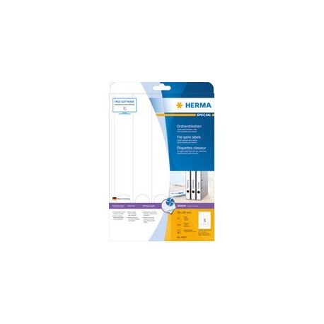 Herma etiquette dos de classeur special, 38 x 297 mm, blanc