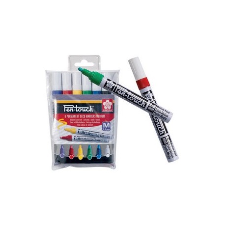 Sakura marqueur permanent pen-touch moyen, étui de 6