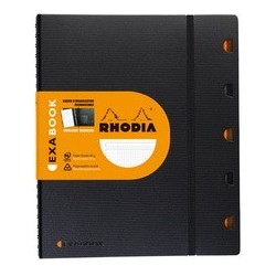 Rhodia cahier exabook rechargeable, a4+, quadrillé 5x5, noir