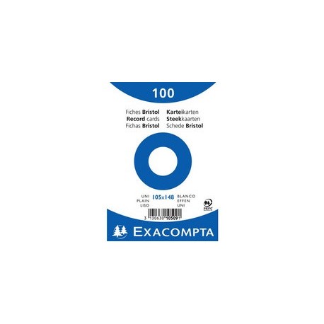 Exacompta fiches bristol, a6, ligné, blanc