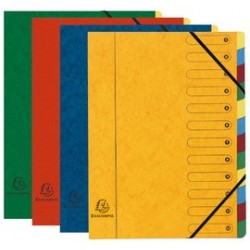 Exacompta trieur harmonika, carton, 12 compartiments,assorti (LOT DE 6)