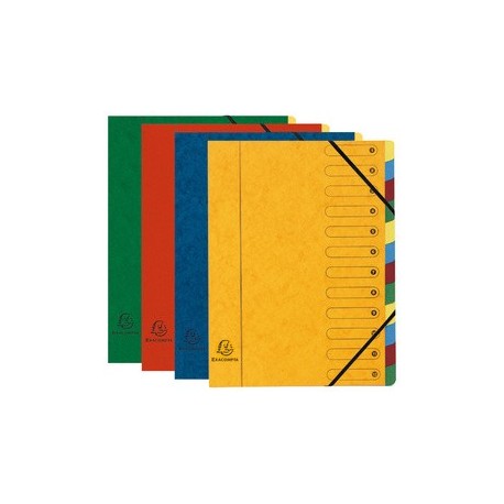 Exacompta trieur harmonika, carton, 12 compartiments,assorti (LOT DE 6)