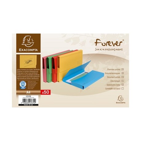 Exacompta pochette documents forever, a4, gris (LOT DE 50)