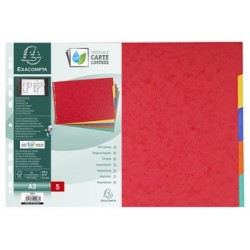 Exacompta intercalaires en carton, uni a3 paysage, 5 touches